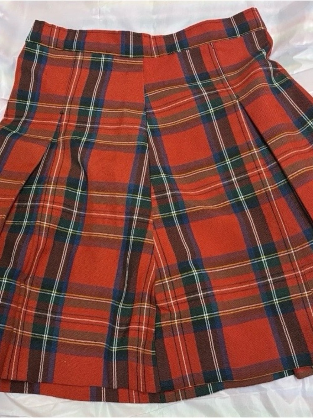 Vintage Red Plaid Pleated Skirt Knee-Length Preppy Pinup 90s Sz S